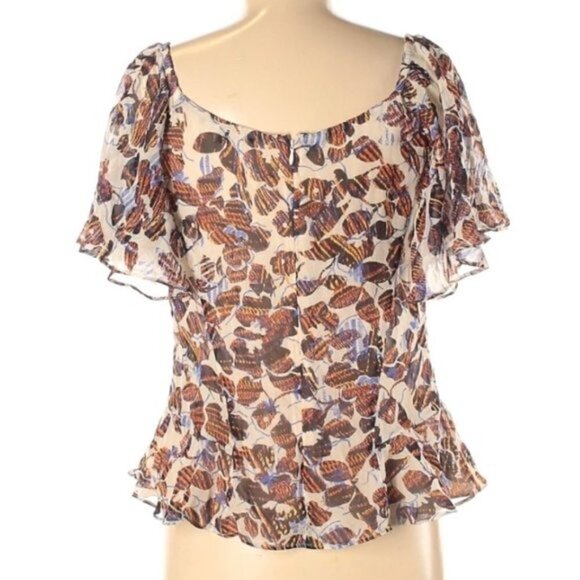 Derek Lam | Abstract Floral Print Silk Blouse - Picture 9 of 9